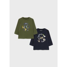 Mayoral 2068 Yeşil 2'li Erkek Bebek Baskılı Uzun Kol T-Shirt