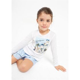 Mayoral 3072 Beyaz Tokalı Uzun Kol Kız Çocuk T-Shirt