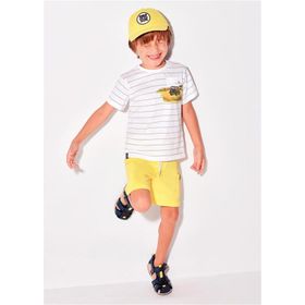 Mayoral 3675 Sarı Baskılı Erkek Çocuk T-shirt Şort Takımı
