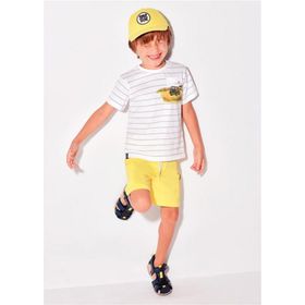 Mayoral 3675 Sarı Baskılı Erkek Çocuk T-shirt Şort Takımı