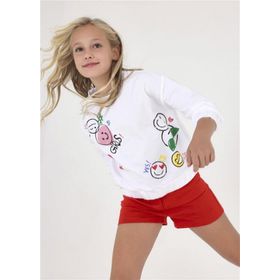 Mayoral 6430 Beyaz Uzun Kol Kız Çocuk Sweatshirt