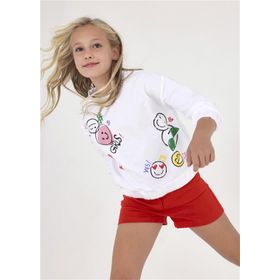 Mayoral 6430 Beyaz Uzun Kol Kız Çocuk Sweatshirt