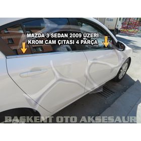 Mazda 3 Sedan 2009 Üzeri Paslanmaz Çelik 4 Parça Krom Cam Çıtası