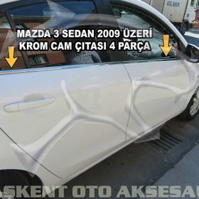 Mazda 3 Sedan 2009 Üzeri Paslanmaz Çelik 4 Parça Krom Cam Çıtası