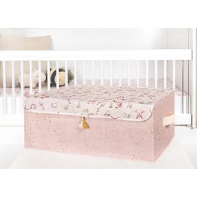 Mbois Baby 04249 Pembe Baza Boy Püsküllü Kapaklı Kutu Düzenleyici Çok Amaçlı Organizer Kutu