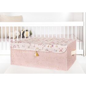 Mbois Baby 04249 Pembe Baza Boy Püsküllü Kapaklı Kutu Düzenleyici Çok Amaçlı Organizer Kutu