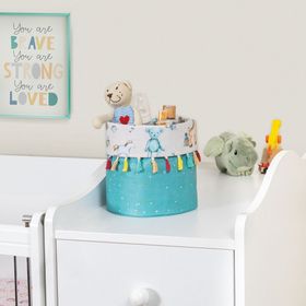 Mbois Baby Yeşil Kullanımı Kolay Desenli Taşınabilir Düzenleyici Püsküllü Yuvarlak Sepet