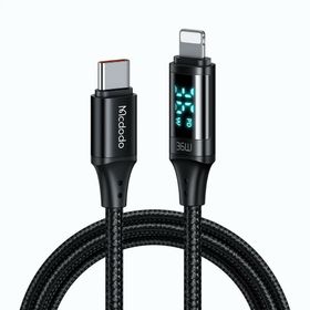 Mcdodo CA-1030 36W Type-C to Lightning 1.2 m Dijital Göstergeli Hızlı Siyah Data Şarj Kablosu