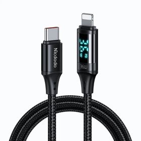 Mcdodo CA-1030 36W Type-C to Lightning 1.2 m Dijital Göstergeli Hızlı Siyah Data Şarj Kablosu