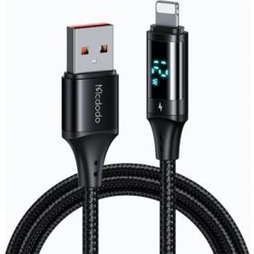 Mcdodo CA-1060 Dijital Ekranlı İPhone Lightning 3A 1.2 m Siyah Hızlı Data ve Şarj Kablosu