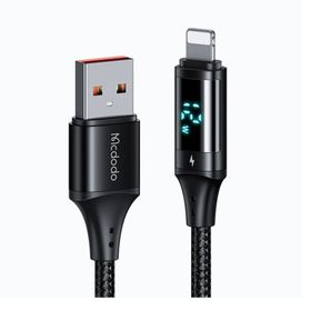 Mcdodo CA-1060 Dijital Ekranlı İPhone Lightning 3A 1.2 m Siyah Hızlı Data ve Şarj Kablosu