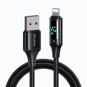 Mcdodo CA-1060 Dijital Ekranlı İPhone Lightning 3A 1.2 m Siyah Hızlı Data ve Şarj Kablosu
