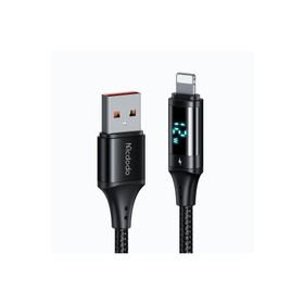 Mcdodo CA-1060 Dijital Ekranlı İPhone Lightning 3A 1.2 m Siyah Hızlı Data ve Şarj Kablosu