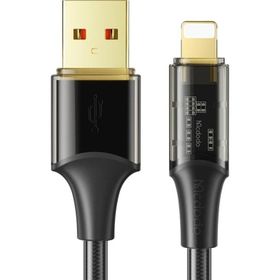 Mcdodo CA-2080 Lightning 3A Şeffaf Başlıklı Siyah 1.2 m Data Aktarım ve Şarj Kablosu
