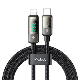 Mcdodo CA-3600 1.2 mt Siyah Type-C to Lightning Dijital Ekranlı iPhone Şarj Data Kablosu