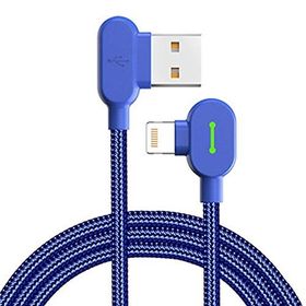 Mcdodo CA-4678 Mavi 1.8 m 2A Iphone 90 Derece Çift Yönlü Ledli Örgü Kablo