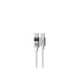 Mcdodo CA-5582 Beyaz Type-C to Type-C 100W Şeffaf Işıklı Şarj ve Data Kablosu