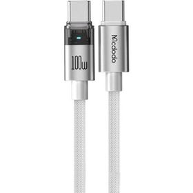Mcdodo CA-5582 Beyaz Type-C to Type-C 100W Şeffaf Işıklı Şarj ve Data Kablosu