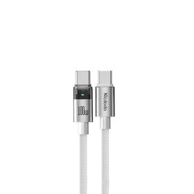 Mcdodo CA-5582 Beyaz Type-C to Type-C 100W Şeffaf Işıklı Şarj ve Data Kablosu