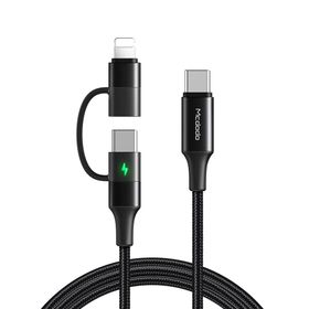 Mcdodo CA-7120 Siyah 1.2 mt Lightning+Type-C 2 si1 Arada Hızlı Şarj ve PD Data Kablosu