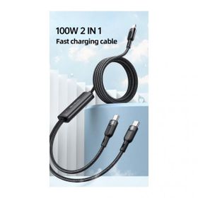 Mcdodo CA-7470 2in1 100W Pd Type-C To Dual Type-C 1.2 m Siyah Ledli Data Şarj Kablosu
