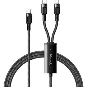Mcdodo CA-7470 2in1 100W Pd Type-C To Dual Type-C 1.2 m Siyah Ledli Data Şarj Kablosu