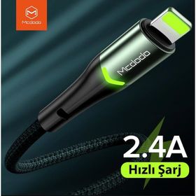 Mcdodo CA-7841 Koyu Yeşil Işıklı Lightning Data Şarj Kablosu