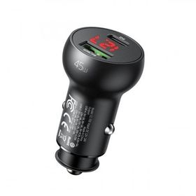 Mcdodo CC-7030 45W Siyah Type-C Usb Girişli Dijital Göstergeli Araç Çakmak Şarjı