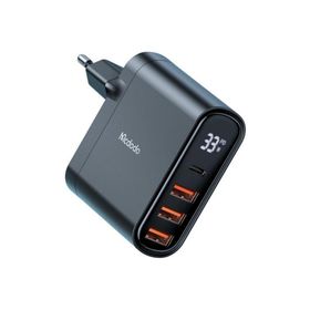 Mcdodo CH-2250 33W 1XType-C 3XUsb Girişli Dijital Göstergeli Siyah Şarj Adaptörü