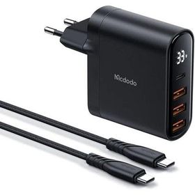 Mcdodo CH-2252 33W 1XTYPE-C 3XUSB Girişli Dijital Göstergeli Şarj Adaptörlü ve 1.2 m Siyah Kablo