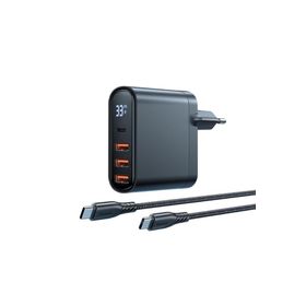 Mcdodo CH-2252 33W 1XTYPE-C 3XUSB Girişli Dijital Göstergeli Şarj Adaptörlü ve 1.2 m Siyah Kablo