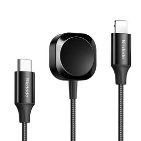 Mcdodo CH-2980 15W 1.5 mt Siyah 2in 1 Manyetik Apple Watch Type-C to Lightning Kablosuz Şarj Cihazı