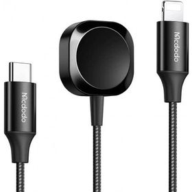 Mcdodo CH-2980 15W 1.5 mt Siyah 2in 1 Manyetik Apple Watch Type-C to Lightning Kablosuz Şarj Cihazı