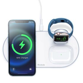 Mcdodo CH-7060 3 in 1 iPhone Air Pods Watch Magsafe Beyaz Kablosuz Şarj Cihazı