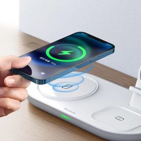 Mcdodo CH-7062 15W Beyaz 3in1 Çoklu Magsafe TWS Kulaklık Watch Saat ve Telefon Şarj Ünitesi