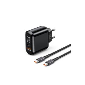 Mcdodo CH-7172 PD3 20W Siyah USB 1 Type-C Girişli USB-C to USB-C Kablolu Göstergeli Şarj Adaptörü