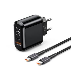 Mcdodo CH-7172 PD3 20W Siyah USB 1 Type-C Girişli USB-C to USB-C Kablolu Göstergeli Şarj Adaptörü
