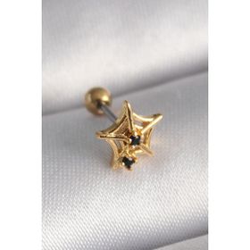 MCM Group 316L Çelik Gold Siyah Zirkon Taş Detay Örümcek Ağ Tragus Piercing