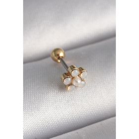 MCM Group 316L Çelik Gold Zirkon Taşlı Çiçek Model Tragus Piercing