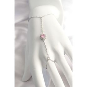 MCM Group 316L Çelik Gümüş Pembe Zirkon Taşlı Kalp Şahmeran