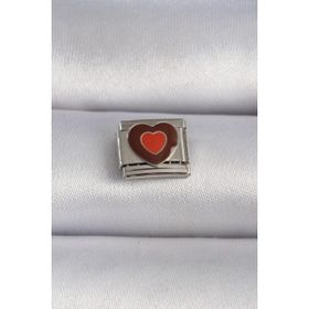 MCM Group 316L Çelik Gümüş Renk Kahverengi Kalp İşlemeli Nomination Charm