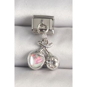 MCM Group 316L Çelik Gümüş Renk Pembe Mineli Kalp Zirkon Taş Detay Nomination Charm