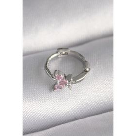 MCM Group 316L Çelik Gümüş Renk Pembe Zirkon Taşlı Kelebek Tragus Piercing