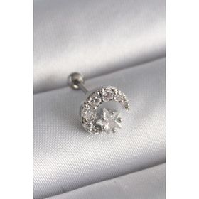 MCM Group 316L Çelik Gümüş Renk Zirkon Taşlı Ay Yıldız Tragus Piercing