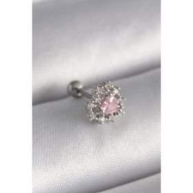 MCM Group 316L Çelik Gümüş Renk Zirkon Taşlı Kalp Tragus Piercing