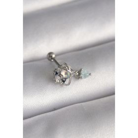 MCM Group 316L Çelik Gümüş Renk Zirkon Taşlı Sallantı Kalp Detay Tragus Piercing