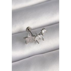 MCM Group 316L Çelik Gümüş Renk Zirkon Taşlı Yıldız Tragus Piercing