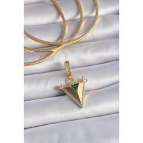 MCM Group Pirinç Gold Renk Zirkon Taşlı 3D Üçgen Ajda Charm