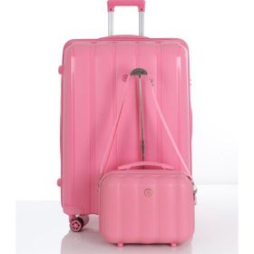 Mcs V305 Pembe Büyük-Makyaj 2'li Polipropilen Valiz Seti