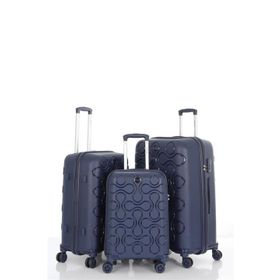 Mcs V376 Lacivert Büyük Orta ve Kabin Kırılmaz Polipropilen 3'lü Valiz Seti